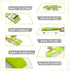 GProME Mandoline Slicer Vegetable Spiralizer, Food Slicer 6-in-1 French Fry Cutter, Food Waffle,Julienne Grater- Potato Slicer Sharp Stainless Steel Blades(Green)