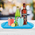 Oggi Rectangle Non Skid Rubber Grip Serving Tray, Aqua