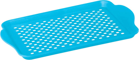 Oggi Rectangle Non Skid Rubber Grip Serving Tray, Aqua