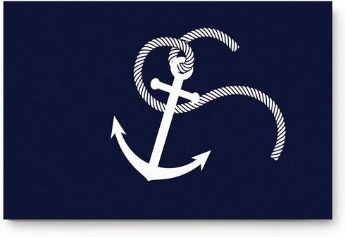 Libaoge White Nautical Anchor Navy Blue Doormat Entrance Mat Indoor/Outdoor Door Mats Floor Mat Rug Mat 18x30in
