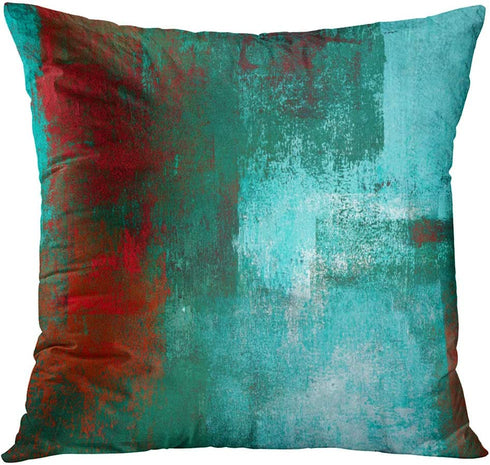 Britimes Throw Pillow Covers 18x18 Inches Home Decor Set of 4 Pillow Cases Decorative for Bed Sofa Cushion Couch Outdoor Turquoise Pillowcases (Teal and Orange) €¦