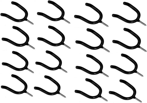 ALAZCO 16 Black Vinyl Coated Steel Wall Mount Screw-in Heavy Duty Tool Holders 4? Utility U-Hooks for Garage Workshop Storage Hang Shovels Rakes Brooms Garden Tools Sports Equipment Tennis Racket