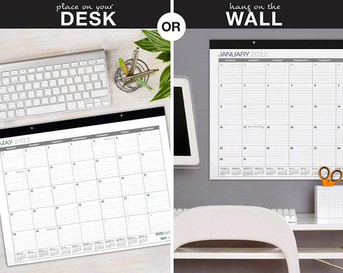 Global Printed Products Professional Desk Calendar 2022: Large Monthly Pages - 22"x17" - Runs Through December 2022 (Pack of 1)