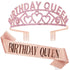 Birthday Crowns for Women, Didder Birthday Queen Rhinestone Tiara & Sash Kit, Rose Gold Birthday Tiaras and Crowns for Women Birthday Girl Crown Princess Crown Glitter Birthday Sash 21st Gifts Party