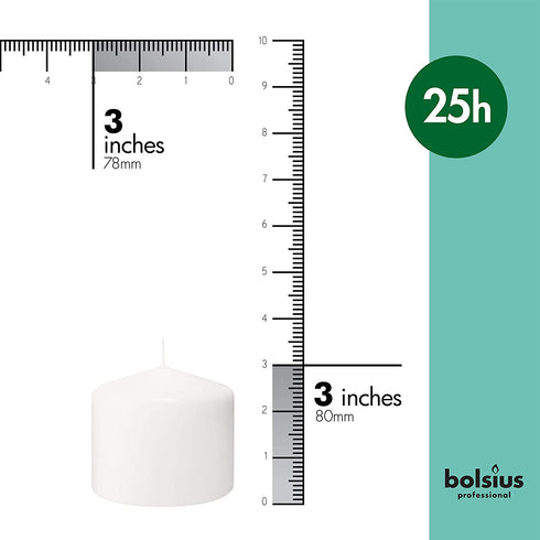 Bolsius White Pillar Candles 3x3" Unscented Candle Set of 6 Dripless, Smokeless, and Clean Burning Household Dinner Candles Perfect for Weddings, Parties, Dinners Decorative Candles