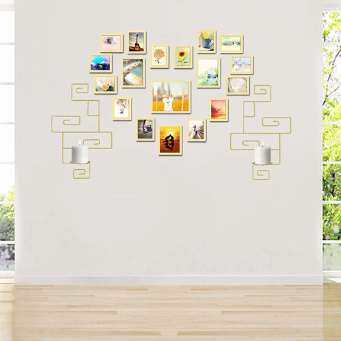 QIKADSEN Wall Candle Sconce Wall Decorations for Living Room, Dining Room, Set of 2 (Gold)