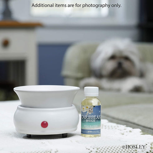 Hosley White Ceramic Electric Fragrance Candle Wax Warmer. Ideal for Spa and Aromatherapy. Use Brand Wax Melts Cubes Essential Oils and Fragrance Oils