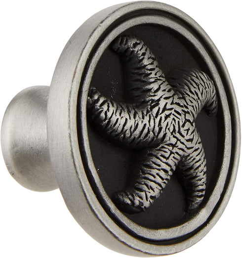 Franklin Brass Seaside Cottage Starfish Kitchen Cabinet Knobs or Drawer Knobs 35mm, Single Brushed Satin Pewter Cabinet Hardware PBF657-BSP-C1