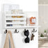 Lwenki Key & Mail Holder for Wall - Rustic Natural Paulownia Wood, 4 Double-Hook Hangers - Wall Mounted Organizer for Decor, Bags, Accessories - Hardware & Manual Included (White)