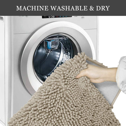 Luxury Chenille Bathroom Rug,Extra Soft and Cozy, Non-Slip,Super Absorbent Water, Machine Wash Dry, Shaggy Chenille Bath Mats for Bathroom Bedroom,17x24 inches,Beige