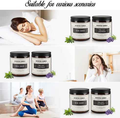 Sage Candles, Scented Candle Gifts for Women, 2 Pack 14.4 Oz Soy Candle Set, Lavender Candle & Sage Candle Set, Scented Candles for Cleansing, Candle Gift Set for Women with Amber Glass