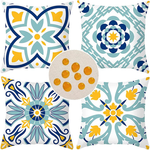 Cirzone Outdoor Throw Pillow Covers Waterproof Pillow Covers Decorations Throw Pillow Covers Decorative Throw Pillow Covers Boho Pillow Covers 18x18 Set of 4 for Patio, Garden, Balcony