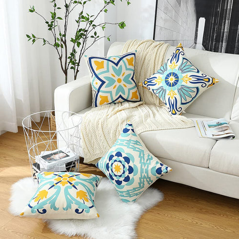 Cirzone Outdoor Throw Pillow Covers Waterproof Pillow Covers Decorations Throw Pillow Covers Decorative Throw Pillow Covers Boho Pillow Covers 18x18 Set of 4 for Patio, Garden, Balcony