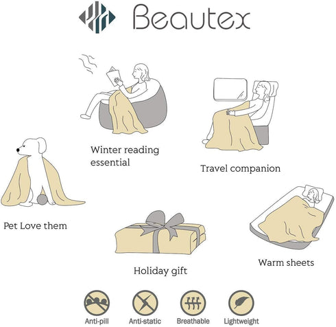 BEAUTEX Fleece Blanket Twin Size Grey Blanket Throw Super Soft Flannel Blanket Lightweight Fuzzy Plush Blanket for Couch Sofa or Bed All Seasons (Graphite Grey, 60" x 80")