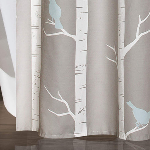 Lush Decor Bird on The Tree Shower Curtain, 72" x 72", Gray/Blue