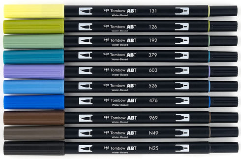 Tombow 56169 Dual Brush Pen Art Markers, Landscape, 10-Pack. Blendable, Brush and Fine Tip Markers