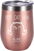 Funny Cat Themed Wine Tumbler Gift for Cat Mom, Pet Lover, Cat Owner, Fur Mom, Pet Grandma, Insulated Stainless Steel Wine Tumbler with Lid