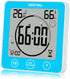 GXSTWU Digital Timer Shower Clock Waterproof?Waterproof for Water Spray? with Alarm, Bathroom Kitchen Wall Clock, Touch Screen Timer, Thermometer Hygrometer Suction Cup Hanging Hole Stand Magnet Blue