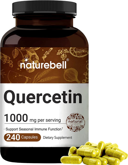 Naturebell Quercetin 1000mg Per Serving | 240 Capsules, Ultra Strength Quercetin Supplement | Bioflavonoids for Healthy Immune Response, Anti-Inflammatory & Internal Circulation