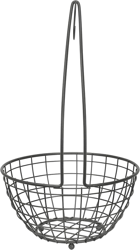 Spectrum Diversified Grid Small Tree & Basket Hanger & Fruit Basket, Produce Saver Banana Holder & Open Wire Fruit Bowl for Kitchen Counter & Dining Table, Industrial Gray