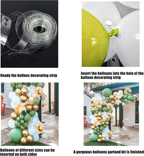 OLYYTAO Olive Green Balloon Garland Arch Kit-132PCS Artificial Palm Leaves Retro Green Balloons White Gold Confetti and Gold Metallic Chrome Latex Balloons for Wedding Birthday Baby Shower DIY Decorations
