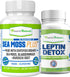 Power By Naturals Organic Sea Moss Plus + Leptin Detox Cleanse | Immune System, Thyroid Support, & Gut Health | Wildcrafted Seamoss Bladderwrack Burdock Root Capsules | 60 Irish Sea Moss Pills