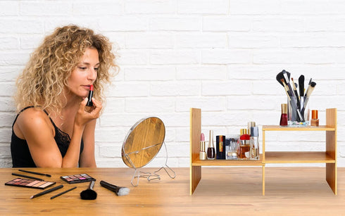 ROYALHOUSE Bamboo Desktop Organizer, Attractive Design, Stand Shelf For Books, Accessories And More, Home D©cor, Ideal Gift For Family & Friends
