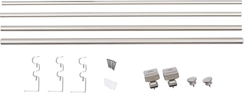 Amazon Basics 1" Double Curtain Rod with Square Finials - 36" to 72", Nickel