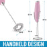 Zulay Pro Milk Frother Handheld With Upgraded Holster Stand - Powerful Coffee Frother Electric Handheld Mixer & Foam Maker - Battery Operated Frother For Coffee, Lattes, Matcha & More (Pink)