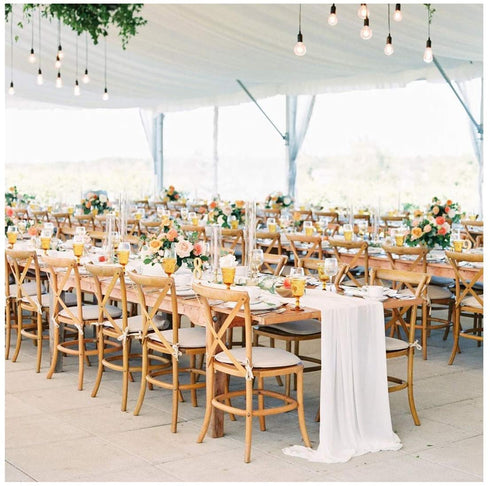 10ft White Chiffon Table Runner 2 Packs 27x120 Inches Romantic Rustic Wedding Table Runner Overlay Sheer Bridal Party Decorations
