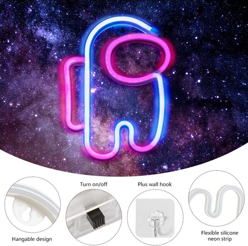 Among Us Game Neon Sign - LED Neon Lamp USB & Batteries Powered for Wall Decor,Neon Lights for Game Room,Bedroom,Gamer Gifts