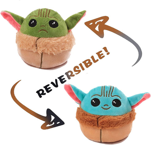 Baby Yoda Reversible Plushie Toys Baby Yoda Plush Squishmallow Double-Sided Flip Baby Yoda Stuffed Animal to Show Daily Mood(High 17cm)