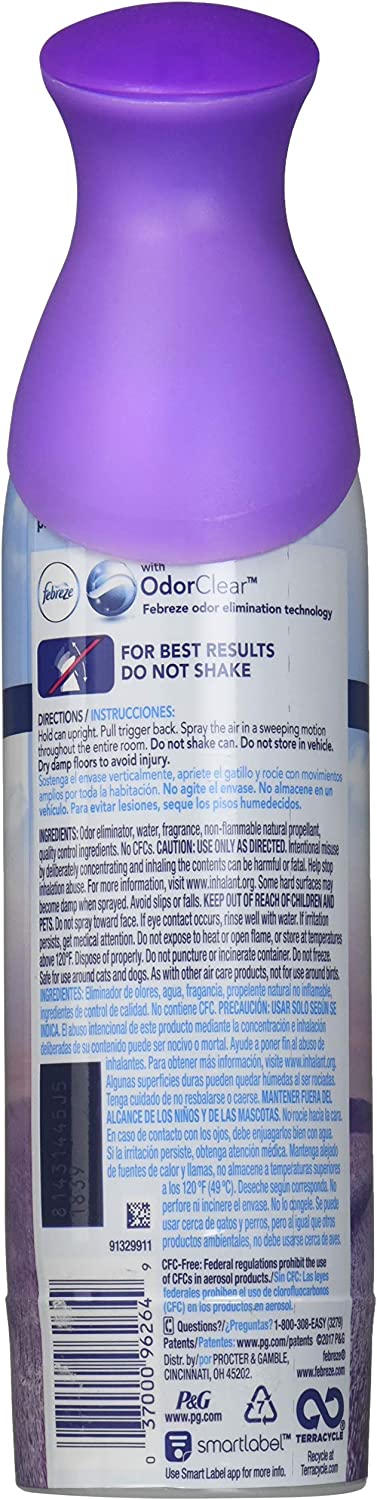 Febreze Air - Air Freshener Spray - Mediterranean Lavender - Net Wt. 8.8 OZ (250 g) Per Bottle - Pack of 3 Bottles