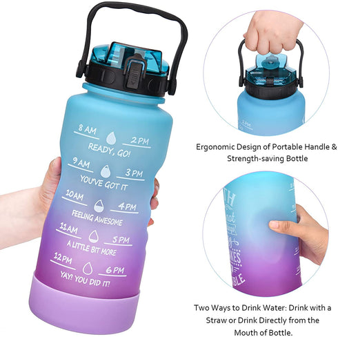 BOWINR Faith Does Not Make Things Easy It Makes Them Possible Half Gallon Water Bottle with Straw Time Marker 72 Oz BPA Free Large Leakproof Motivational Jug for Sports Fitness Outdoor Adult and Teen