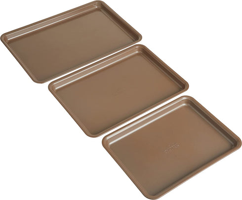 Anolon Gourmet Nonstick Bakeware Set with Nonstick Cookie Sheets / Baking Sheets - 3 Piece, Bronze Brown