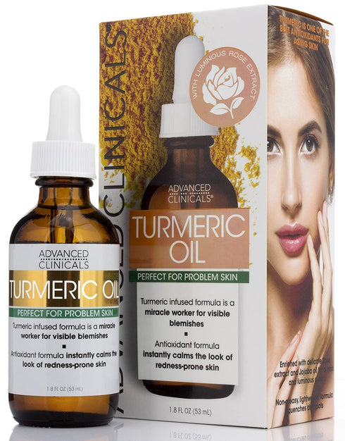 Advanced Clinicals Turmeric Oil Facial Skin Care Serum For Face. Antioxidant Moisturizer Skincare Serum Formula W/ Rose Extract & Jojoba Oil For Dry Skin, Redness, & Skin Blemishes, 1.8 Fl Oz