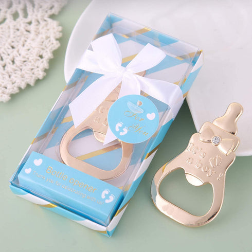 12 Pack Baby Shower Party Favors Botttle Opener for Guest,Baby Shower Souvenir Baby Shower Favors for Boy Bottle Opener for Birthday Keepsake Creative Party Decoration (Blue, 12)