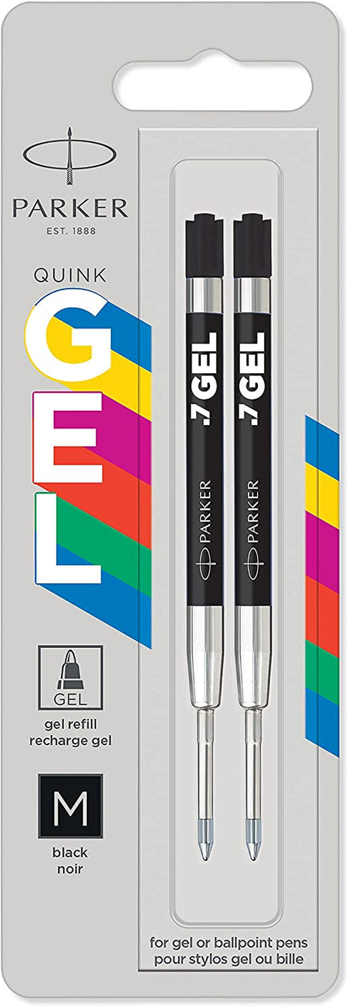 Parker Jotter Originals Gel Pen Refills | Smooth Black Gel Ink Refills | Medium Tip (0.7mm) | 2 Count