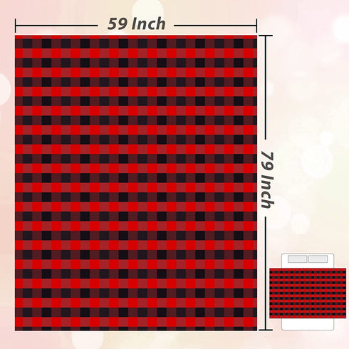 Fomoom Buffalo Plaid Blanket, Buffalo Blanket for Couch Bed Sofa Chair, Soft Cozy Flannel Red Black Check Pattern Decorative Blanket, Lightweight Fuzzy Buffalo Throw Blanket, 59x79 Inch