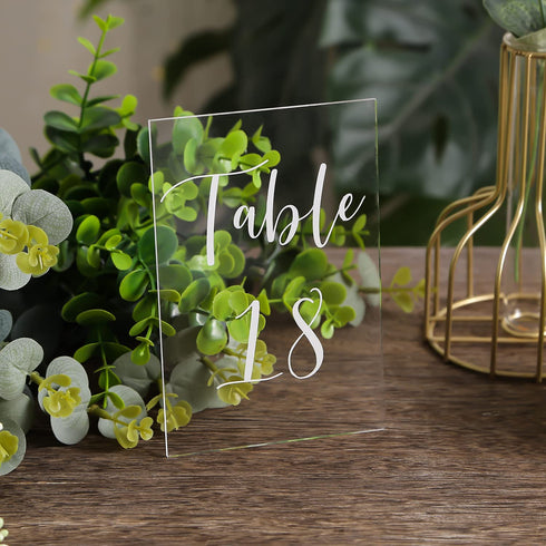 UNIQOOO 5 Pack Clear Blank Acrylic Sign - 5x7 Inch Table Number Signs, Wedding Signs, Card and Gift Signs, Event Party Signs, Hand Lettering Quotes, Gift Ideas - Stand Holder NOT Included