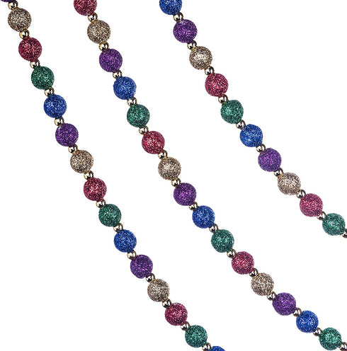 Klikel Red Green and Gold Multi-Color Beaded Garland for Christmas Tree with Glitter - 15 Feet