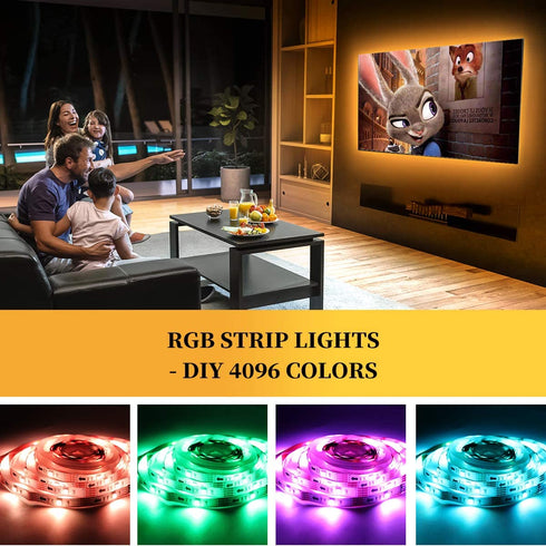 BASON LIGHTING TV LED Backlight, 14.76ft USB Led Lights Strip for 60-70 TV/Monitor Backlight, LED TV Lights with Remote, 4096 DIY Colors TV Bias Lighting for HDTV, PC,Updated.