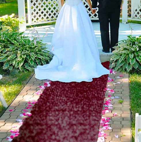 Aisle Runners for Weddings Sequin Aisle Runner Glitter Aisle Runner Rustic Outdoor Rug Runner Aisle Runner for Ceremony Sparkle Carpet Runner Bride Runner (2FTx15FT, Burgundy)
