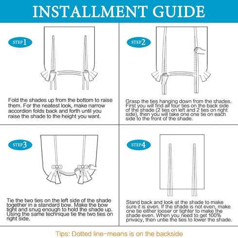 Blackout Energy Saving Thermal Insulated Tie Up Curtain for Small Window Home Fashion Window Treatment Solid Pattern Rod Pocket Panels for Kitchen, 2 Panels, Coral