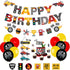PRATYUS Race Car Birthday Decorations for Kids Boys Let's go Racing Party Supplies With Banner, Welcome Hanger, Car Party Signs, Cake Topper and Checkered Balloons