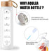 AQULEA 32 Oz Borosilicate Glass Water Bottle with Times to Drink - Wide Mouth BPA Free Glass Motivational Water Bottles with Silicone Sleeve, Bamboo Lid, Fruit Infuser, and Bonus Brush