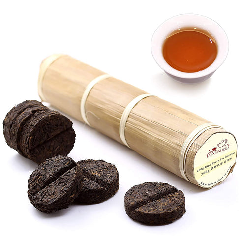 LWXLJMJZC?(80 Cups)Pu-erh Tea in Bamboo Leaf Tube -Ripe Puerh Tea Cake -Shu Puer Tea (7.1 Ounce)