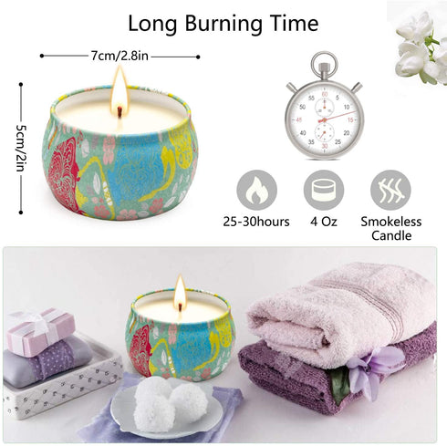 Lavender Scented Candles Gifts for Women, Soy Wax Stress Relief Candles Set, Aromatherapy Candles for Home Scented, 4 Pack 4.4 Oz Each