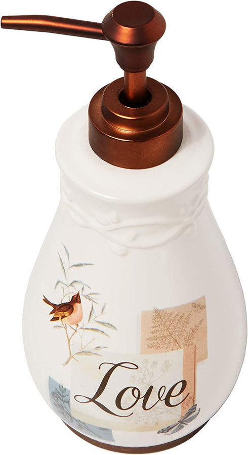 SKL Home New Hope Soap Dispenser, 7.11" x 3.15" x 3.15", Cream