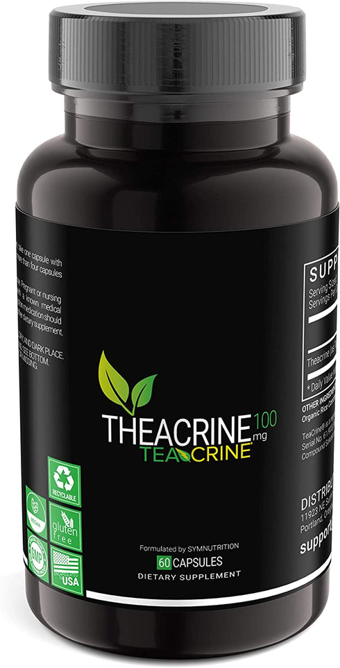 Theacrine 100mg as Teacrine™ - 60 Count (V-Capsules) / 60 Servings: Manufactured in a cGMP-Registered Facility in USA; Vegan & Gluten Free